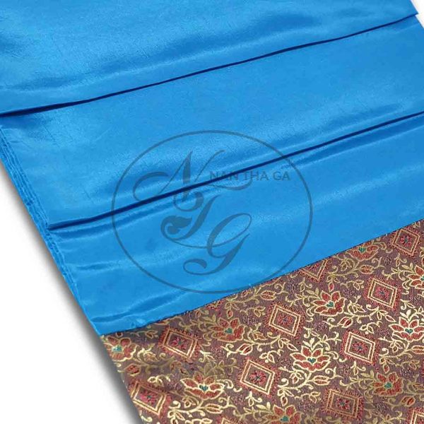 ผ้าคาดเตียงสำหรับตกแต่งห้องลายบาหลีสีฟ้าครามฝรั่ง